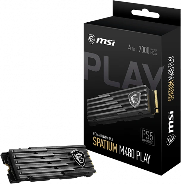 MSI Spatium M480 Play 4TB, M.2 2280 / M-Key / PCIe 4.0 x4, Kühlkörper
