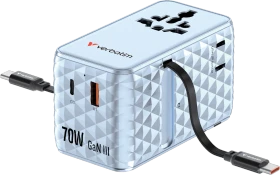 Verbatim Charge 'n' Travel GaN III Universal-Reiseadapter 70W blau