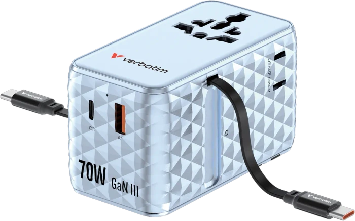 Verbatim Charge 'n' Travel GaN III Universal-Reiseadapter 70W