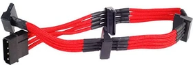 SilverStone SATA-Stromadapter 4-Pin [IDE] auf 4x 15-Pin [SATA] 20cm, sleeved rot (SST-PP07-BTSR / 40098)