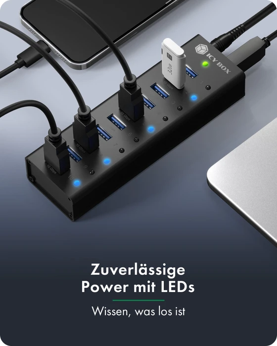 RaidSonic Icy Box IB-AC6110a USB-Hub, 10x USB-A 3.1, USB-B 3.1 [Buchse]