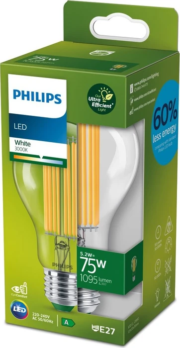 Philips Classic LED CL EELA E27 5.2-75W/830 SRT4