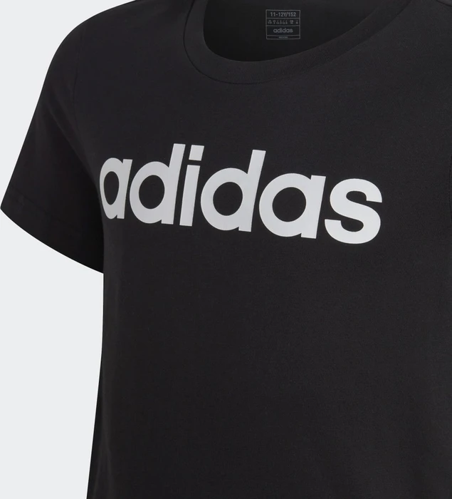 adidas Essentials Linear Logo Cotton Slim Fit T-Shirt kurzarm schwarz/weiß (Junior)
