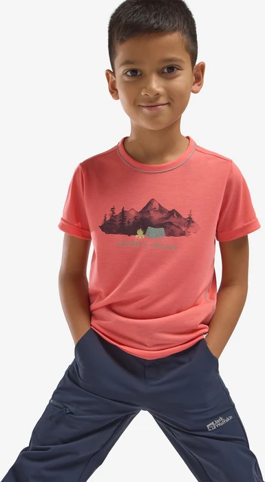 Jack Wolfskin Hiking Graphic Funktionsshirt kurzarm sunset coral (Junior)