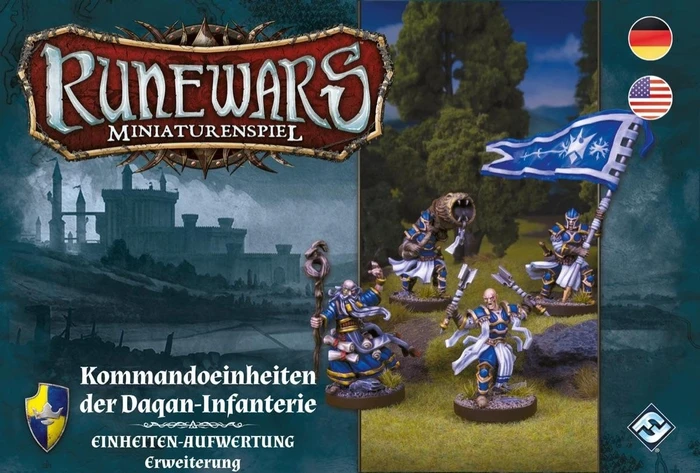 Runewars Miniaturenspiel - Kommandoeinheiten der Daqan-Infanterie Einheiten-Aufwertung-Erweiterung