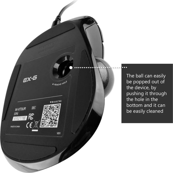 Elecom EX-G M-XT3URBK Trackball schwarz, Rechtshänder, USB-A