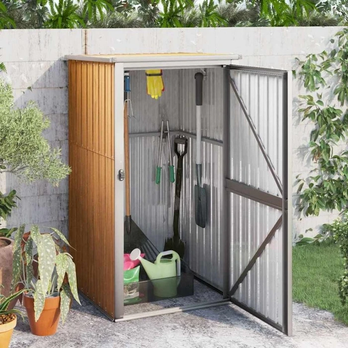vidaXL Metall Gerätehaus 88x89cm braun