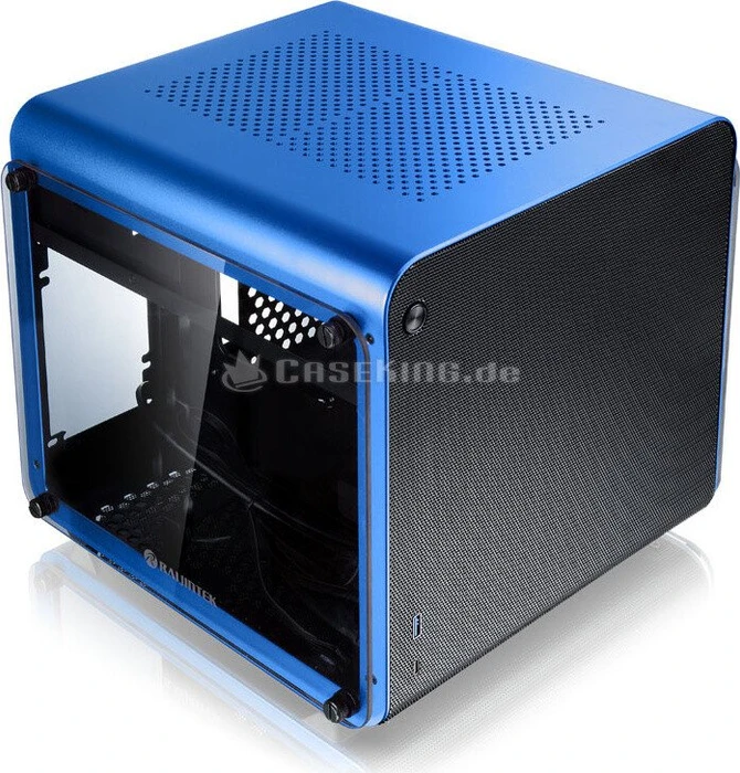 Raijintek Metis Evo TGS, blau/schwarz, Glasfenster, Mini-ITX
