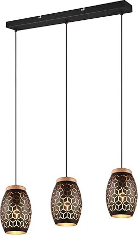 Trio Reality Bidar Pendelleuchte 3-flammig schwarz/gold