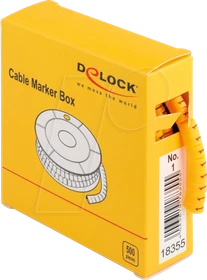 DeLOCK Kabelmarker Box, Nummer 1, gelb, 500 Stück