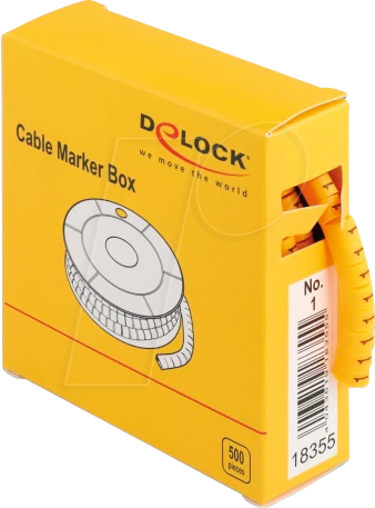 DeLOCK Kabelmarker Box, Nummer 1, gelb, 500 Stück