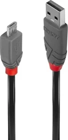 Lindy 0.2m USB 2.0 Typ A an Micro-B Kabel Anthra Line