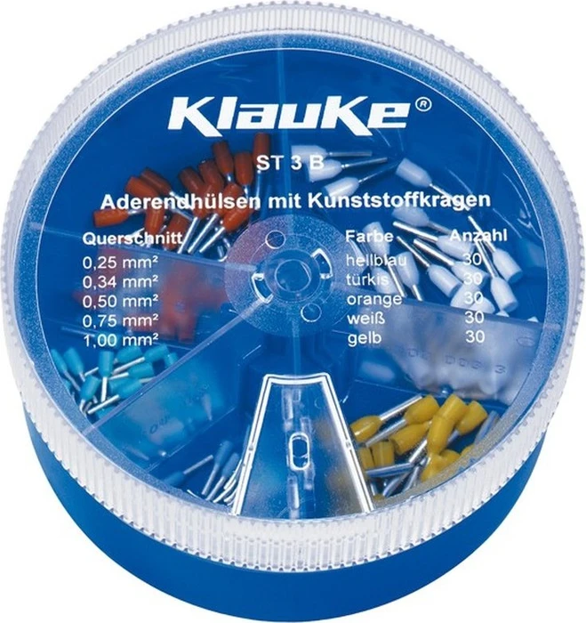 Klauke ST 3 B Streudose mit isol. Aderendhülsen 0,25-1 mm², DIN 46228 Teil 4, Farbcode 1