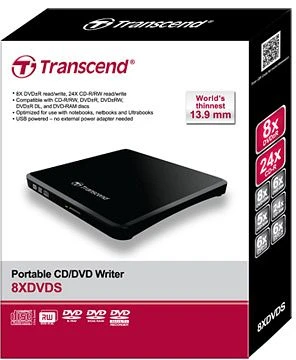 Transcend TS8XDVDS-K, SlimLine schwarz, USB 2.0