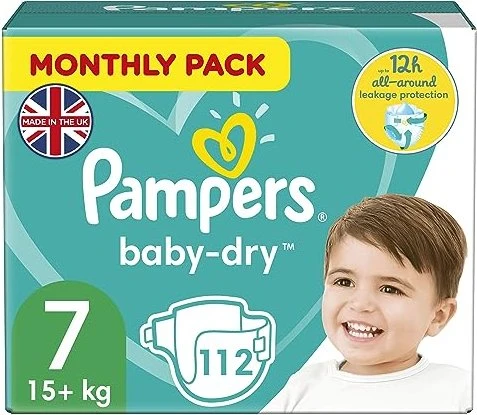 Pampers Baby-Dry Gr.7 Einwegwindel, 15+kg, 112 Stück