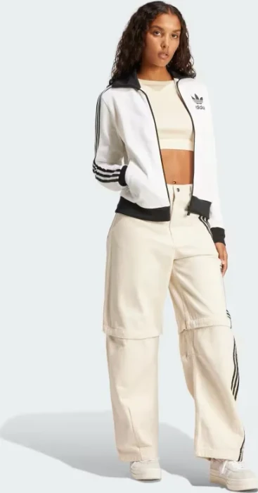 adidas Ribbed Crop Top Sweatshirt cream white (Damen)