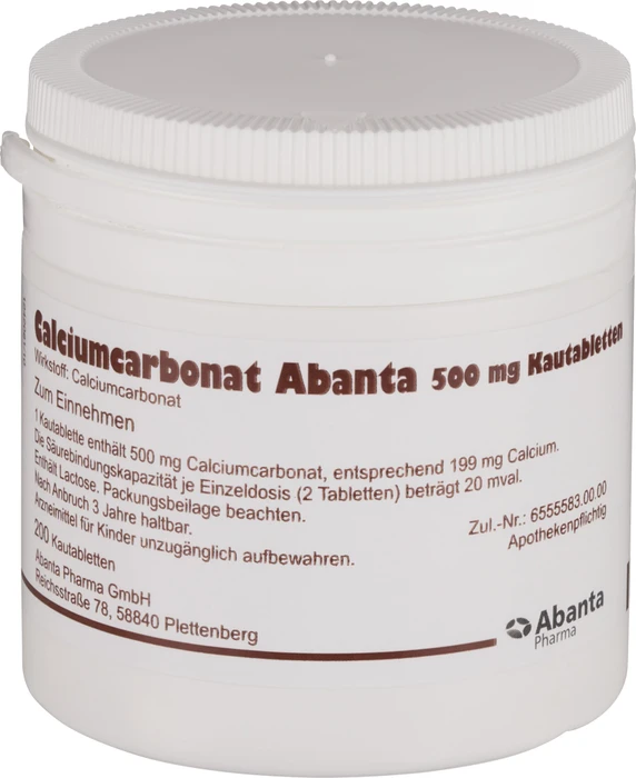 Abanta Calciumcarbonat 500mg Kautabletten, 200 Stück