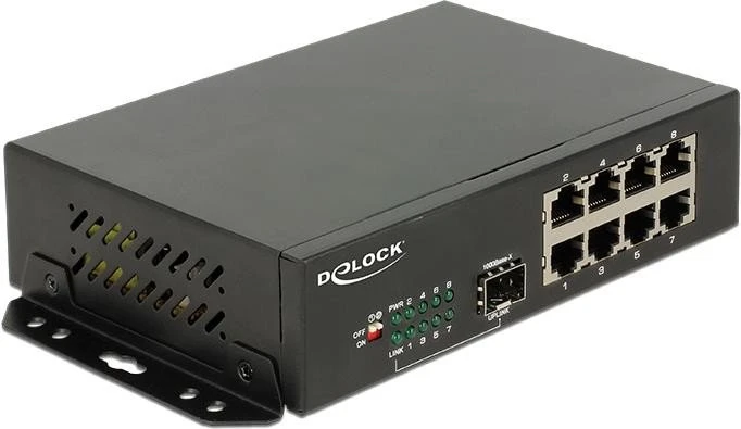 DeLOCK Wallmount Gigabit Switch, 8x RJ-45, 1x SFP