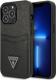 Guess Hard Cover Saffiano Double Card für Apple iPhone 13 Pro schwarz