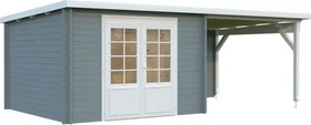 Palmako Ella 8.7+8.2m² Gartenhaus mit Schleppdach hellgrau/weiß