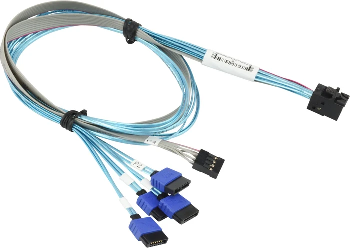 Supermicro mini SAS HD x4 [SFF-8643] auf 4x SATA Kabel, 60/60/60/60cm with Sideband Cable