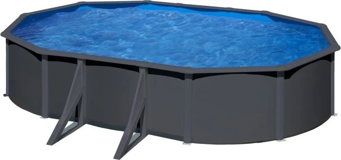 Gre Louko WPC Frame Pool Set oval 500x300x122cm