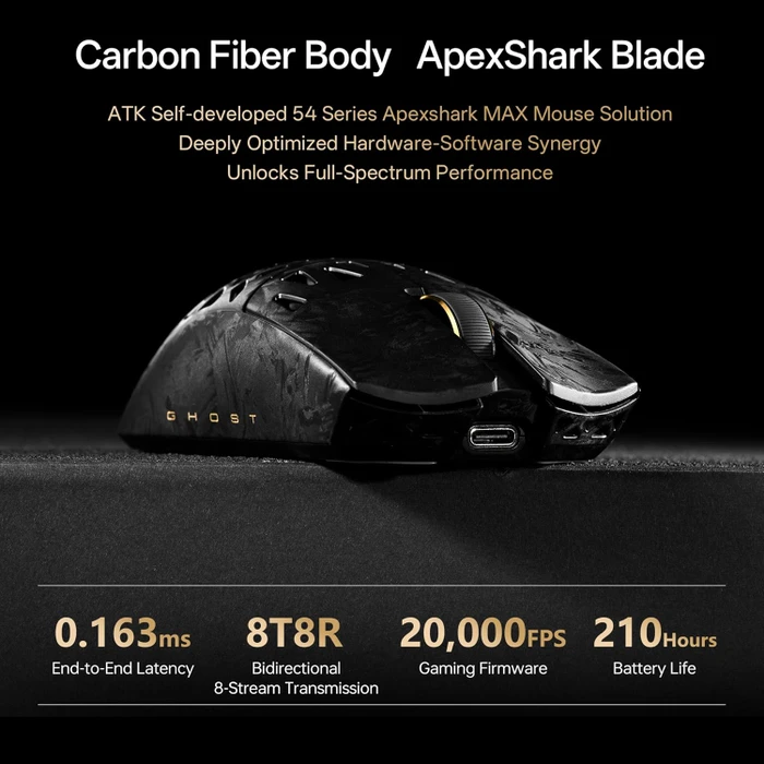 ATK Blazing Sky Ghost Extreme 8K Hollow Carbon Fiber Wireless, silber, USB