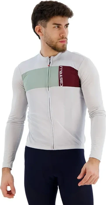 Castelli Prologo 7 Trikot langarm silver gray/defender green/bordeaux (Herren)