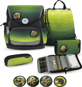 Belmil Premium Compact Plus Black Green Schultaschen-Set, 5-tlg.