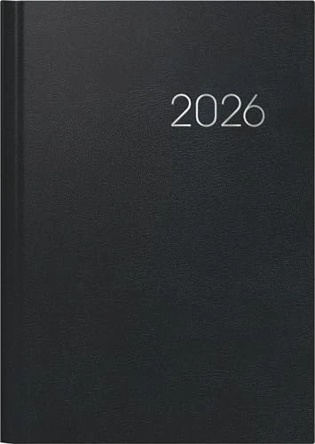 Brunnen Buchkalender Mod. 796 2026 Kalender 2026, A5, Kunststoff-Cover, schwarz, 64 Blatt
