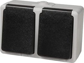McPower Feuchtraum Doppel-Steckdose McPower "Taff", 250V~/16A, IP44, AP, grau