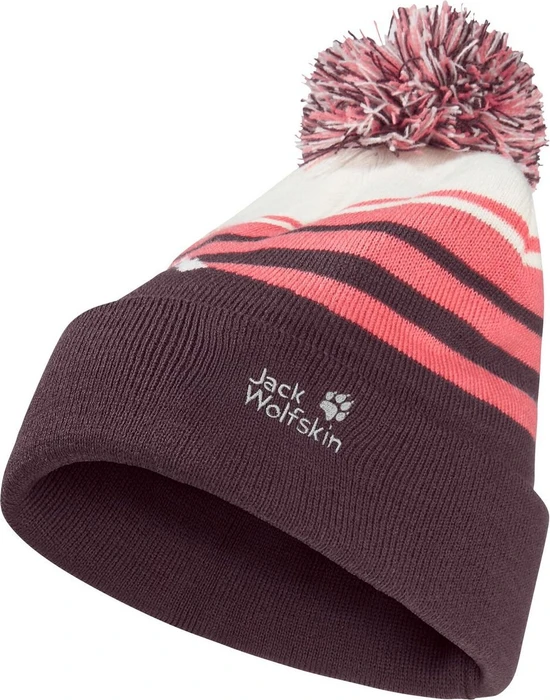 Jack Wolfskin Stripy Pompom Beanie (Junior)