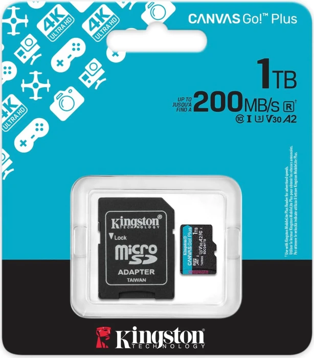 Kingston Canvas Go! Plus Gen4 R200/W160 1TB Kit, UHS-I U3, A2, Class 10