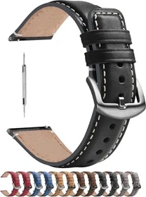 Withings Ersatzarmband 20mm gewöblt Leder schwarz/silber