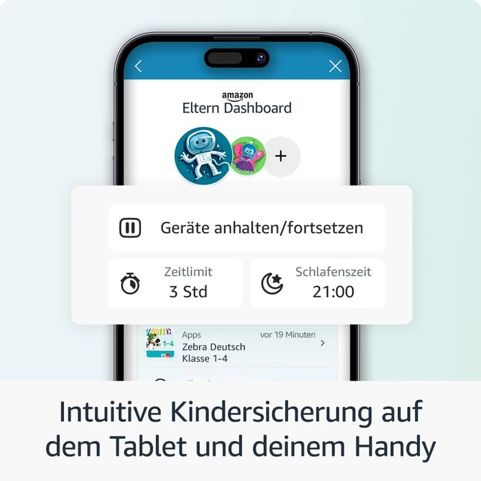 Amazon Fire HD 8 KFRAPWI 2024, ohne Werbung, rosa/blau, 32GB, Löwen-Design, Kids Pro Edition