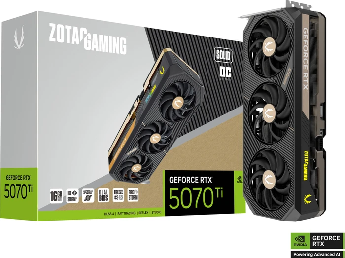 Zotac Gaming GeForce RTX 5070 Ti SOLID OC, 16GB GDDR7, HDMI, 3x DP