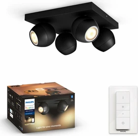 Philips Hue White Ambiance Buckram 4-flammig schwarz