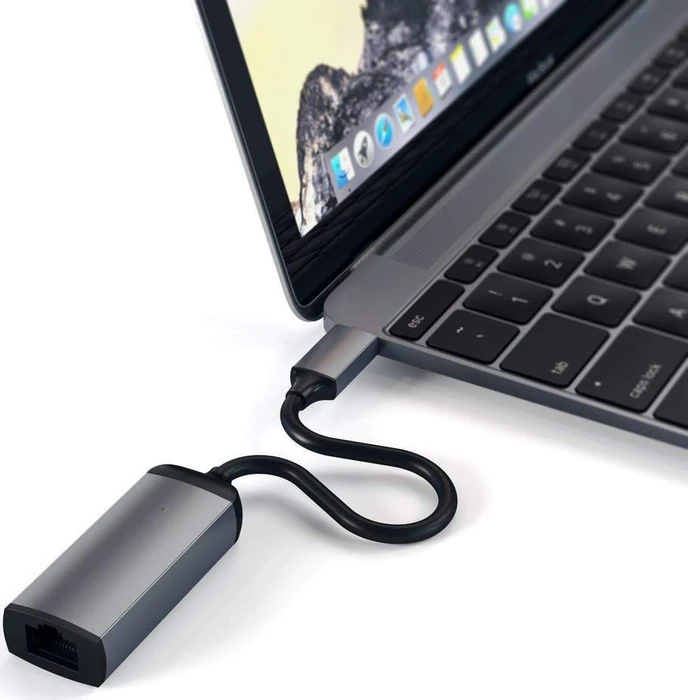 Satechi Gigabit Ethernet Adapter LAN-Adapter, Space Gray, USB-C 3.0 [Stecker]