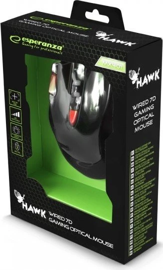 Esperanza MX401 Hawk 7D schwarz/rot, USB