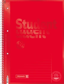 Brunnen Student Colour Code Collegeblock, A4, Lineatur 25, red, 80 Blatt, 2er-Pack