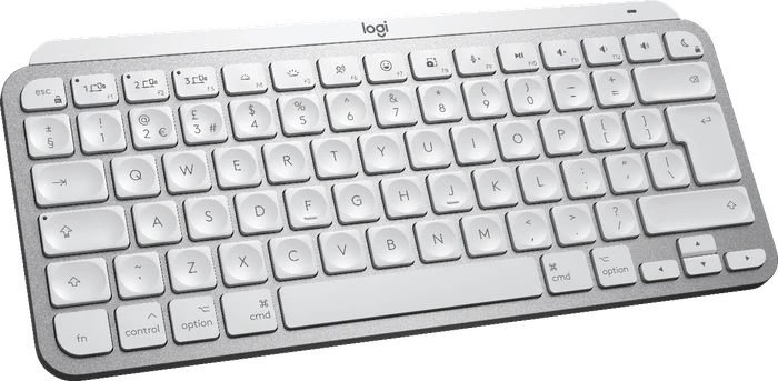 Logitech MX Keys Mini for Mac, LEDs weiß, Logi Bolt, Pale Gray, weiß/grau, USB/Bluetooth, UK