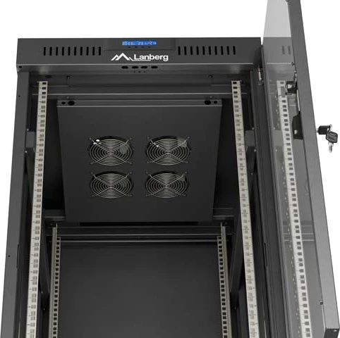 Lanberg 19" Rackschrank 24HE, LCD, freistehend, Flat Pack, V2, Gitternetztür, IP20, RAL 9004, 800mm tief