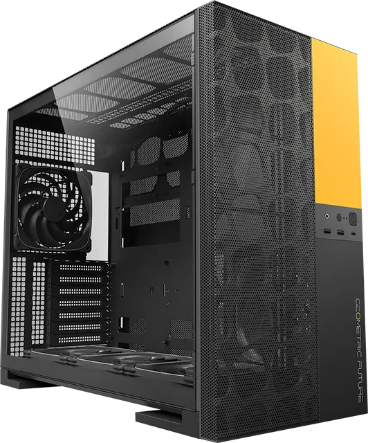 Geometric Future Model 5 Vent Black/Yellow, inkl. Lüfter, Glasfenster
