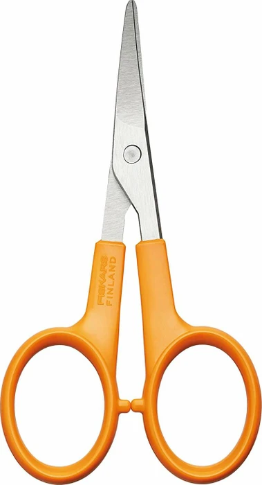 Fiskars Classic Stickschere gebogen, Bastelschere, beidhändig, 100mm, orange