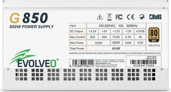 Evolveo Gold Series G850 weiß 850W, ATX 3.1