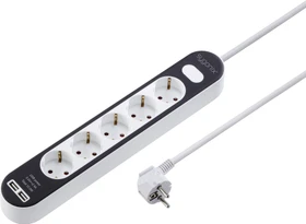 Sygonix Steckdosenleiste mit Schalter, 5-fach, mit 2x USB, 1.4m, weiß/schwarz