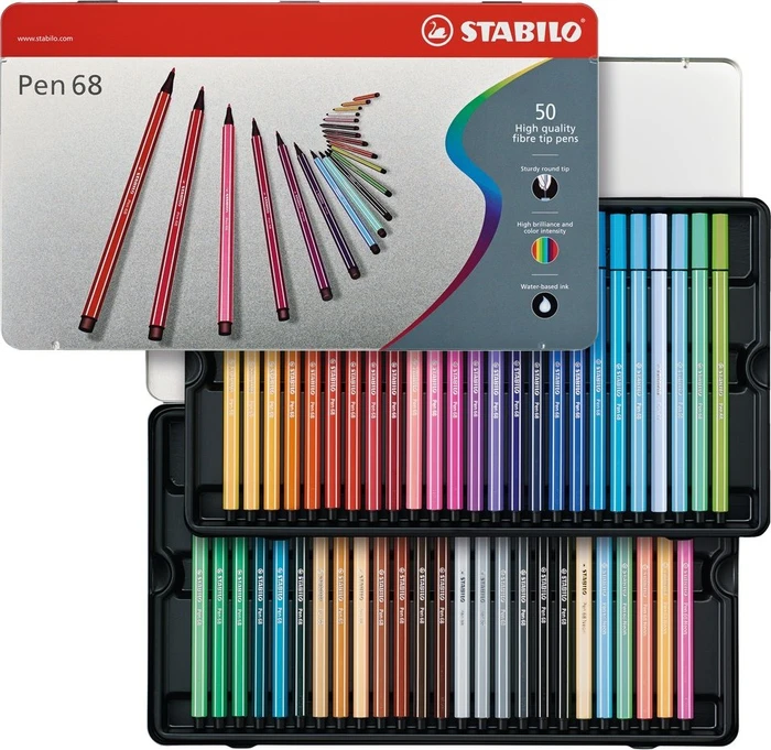 STABILO Pen 68 sortiert, 50er-Set, Metalletui