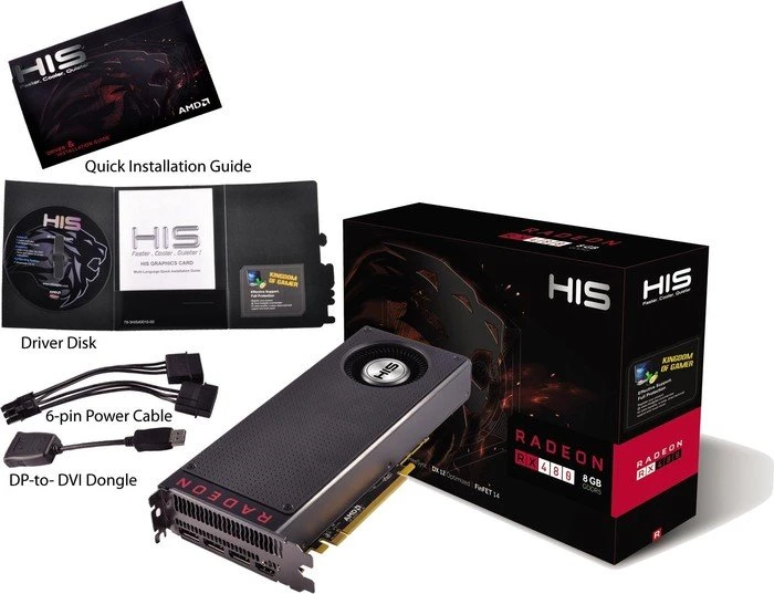 HIS Radeon RX 480, 8GB GDDR5, HDMI, 3x DP