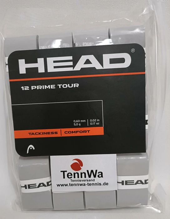 Head Prime Tour Overgrip Griffband grau, 12 Stück