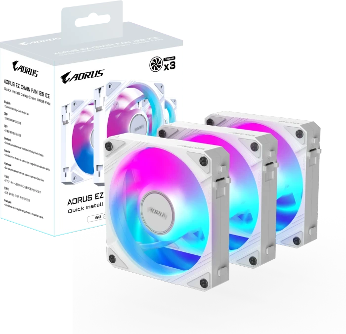 GIGABYTE AORUS EZ Chain Fan 120 Ice, weiß, 120mm, 3er-Pack
